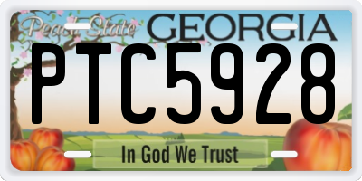 GA license plate PTC5928