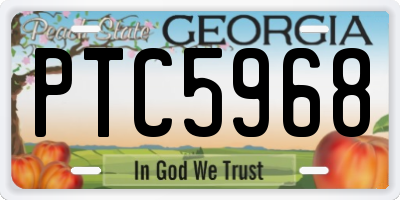 GA license plate PTC5968