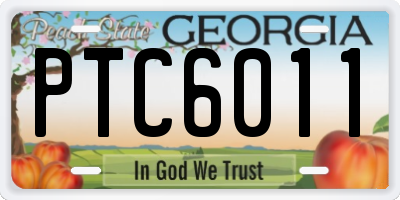 GA license plate PTC6011
