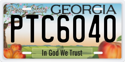 GA license plate PTC6040