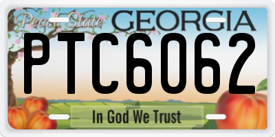 GA license plate PTC6062