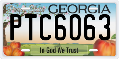 GA license plate PTC6063