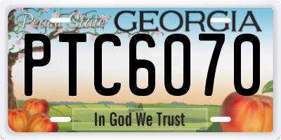 GA license plate PTC6070