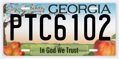 GA license plate PTC6102