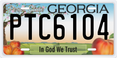GA license plate PTC6104