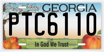 GA license plate PTC6110