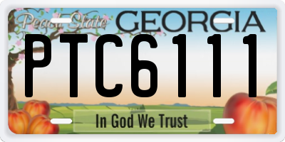 GA license plate PTC6111