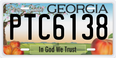 GA license plate PTC6138