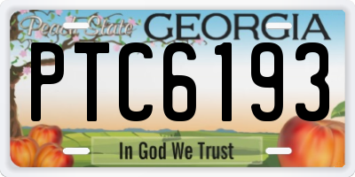 GA license plate PTC6193