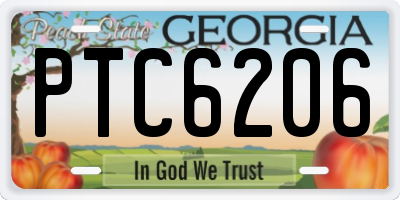 GA license plate PTC6206