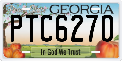 GA license plate PTC6270
