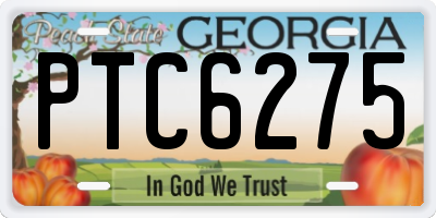 GA license plate PTC6275