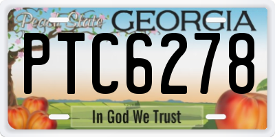 GA license plate PTC6278