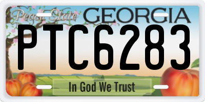 GA license plate PTC6283