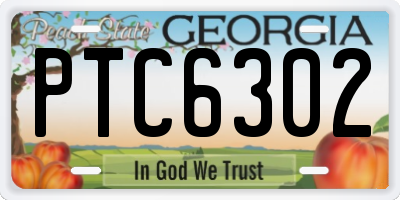GA license plate PTC6302