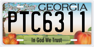 GA license plate PTC6311