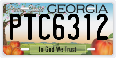 GA license plate PTC6312