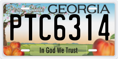 GA license plate PTC6314