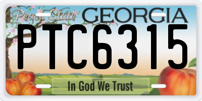 GA license plate PTC6315