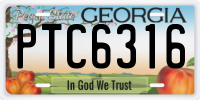 GA license plate PTC6316