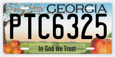 GA license plate PTC6325