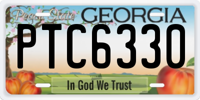 GA license plate PTC6330