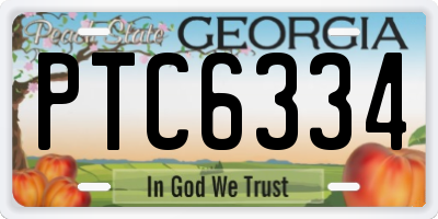 GA license plate PTC6334