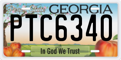 GA license plate PTC6340
