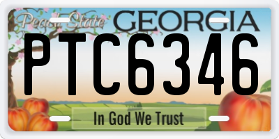 GA license plate PTC6346