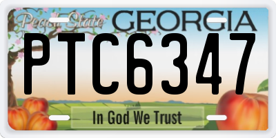 GA license plate PTC6347