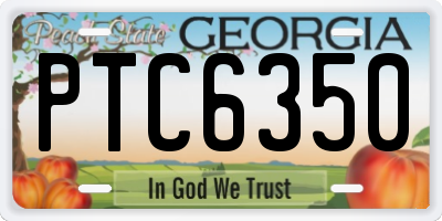 GA license plate PTC6350