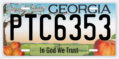 GA license plate PTC6353
