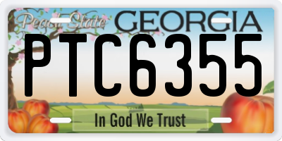 GA license plate PTC6355