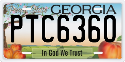 GA license plate PTC6360