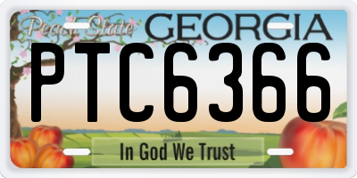 GA license plate PTC6366