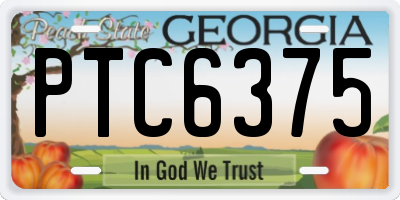GA license plate PTC6375