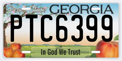 GA license plate PTC6399