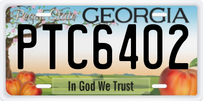 GA license plate PTC6402