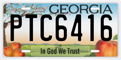 GA license plate PTC6416