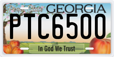 GA license plate PTC6500