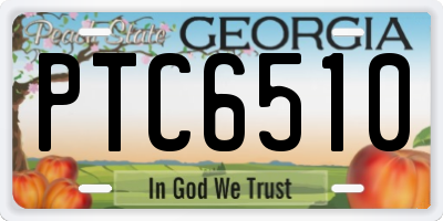GA license plate PTC6510