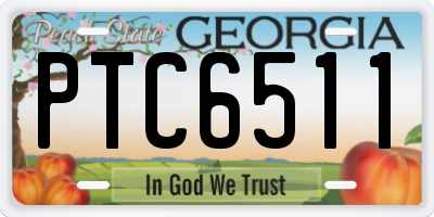 GA license plate PTC6511