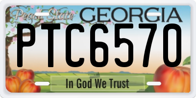 GA license plate PTC6570