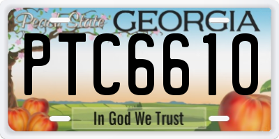 GA license plate PTC6610