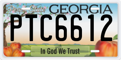 GA license plate PTC6612