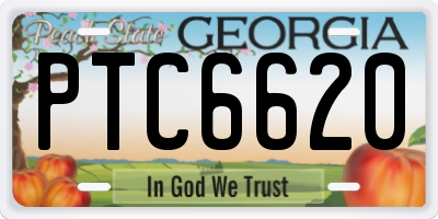 GA license plate PTC6620