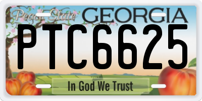 GA license plate PTC6625
