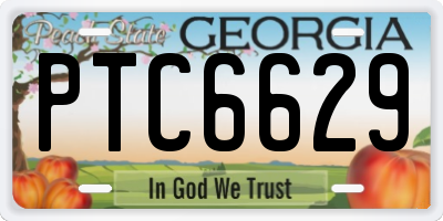 GA license plate PTC6629