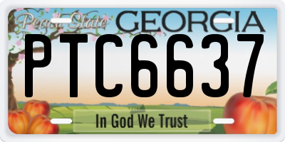 GA license plate PTC6637