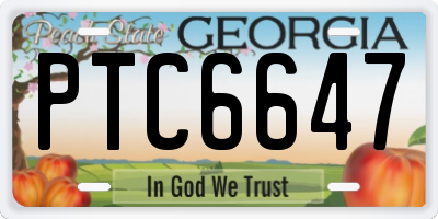 GA license plate PTC6647